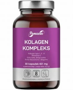 Kolagen Kompleks (kolagen I, II i III, Witamina C, Skrzyp polny, Granat, Kwas hialuronowy), 50 kapsułek, Panaseus