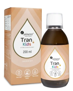 Tran KIDS - olej z dorsza dla dzieci ( w tym OMEGA 3, DHA, EPA) + Witamina A, 200 ml o smaku pomarańczowym