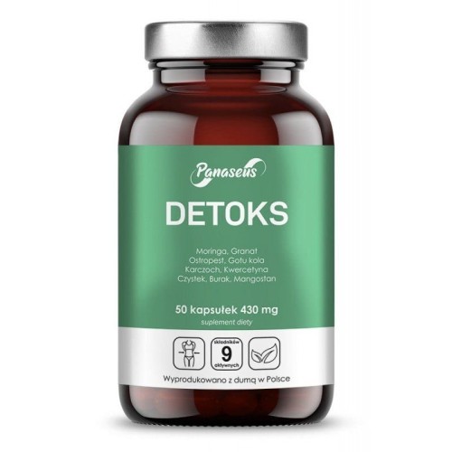 Detoks (moringa, granat, ostropest,karczoch, kwercetyna, gotu kola, czystek, burak, mangostan) 50 kapsułek, Panaseus