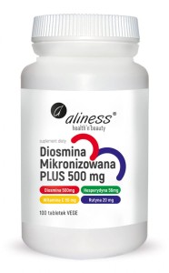 Diosmina mikronizowana PLUS hesperydyna, rutyna i witamina C, 500 mg, 100 tabletek wege, Aliness