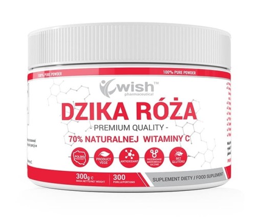 Dzika róża w proszku, 70% witaminy C, Naturalna, 300 g, Wish