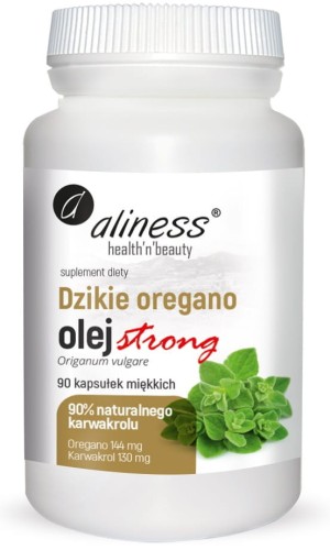 Dzikie oregano olej strong, 90% Naturalnego karwakrolu, 90 kapsułek, Aliness