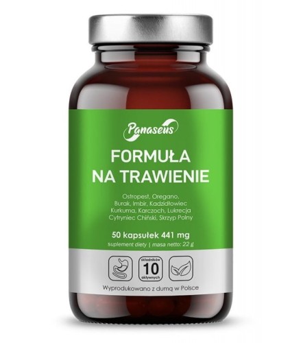 Formuła na trawienie (Ostropest, Oregano, Kadzidłowiec, Burak, Karczoch, Imbir, Lukrecja, Kurkuma, Cytryniec, Skrzyp), Panaseus