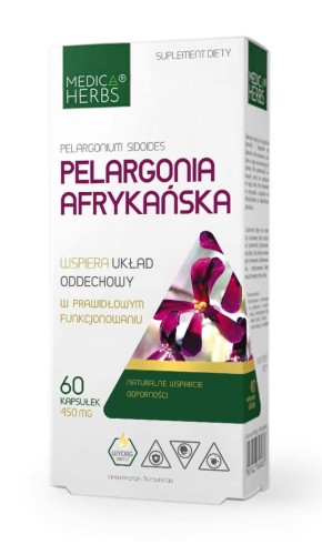 Pelargonia afrykańska 450mg, 60 kapsułek, Medica Herbs
