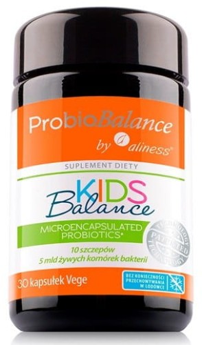 Probiotyk, ProbioBalance KIDS, 5 mld żywych bakterii, 30 kapsułek wege, Aliness
