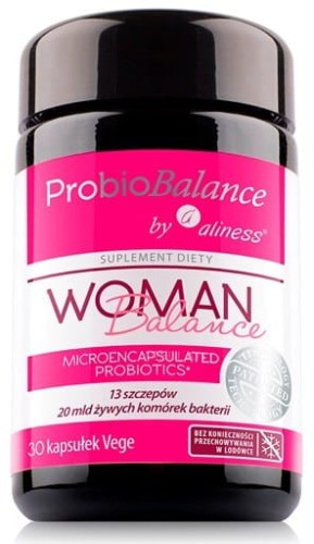 Probiotyk, ProbioBalance WOMAN, 20 mld żywych bakterii, 30 kapsułek wege, Aliness