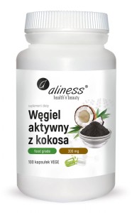Węgiel aktywny z kokosa 300 mg, 100 kapsułek, Aliness
