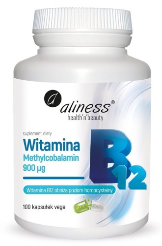 Witamina B12, metylowana, 900 mcg, 100 kapsułek wege, Aliness