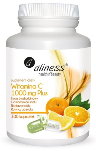 Witamina C 1000 mg PLUS, 100 kapsułek wege, Aliness