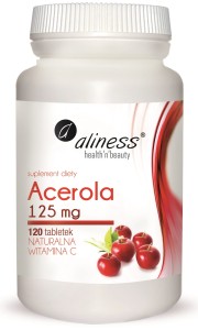 Acerola 125 mg, 120 tabletek, naturalna witamina C, Aliness